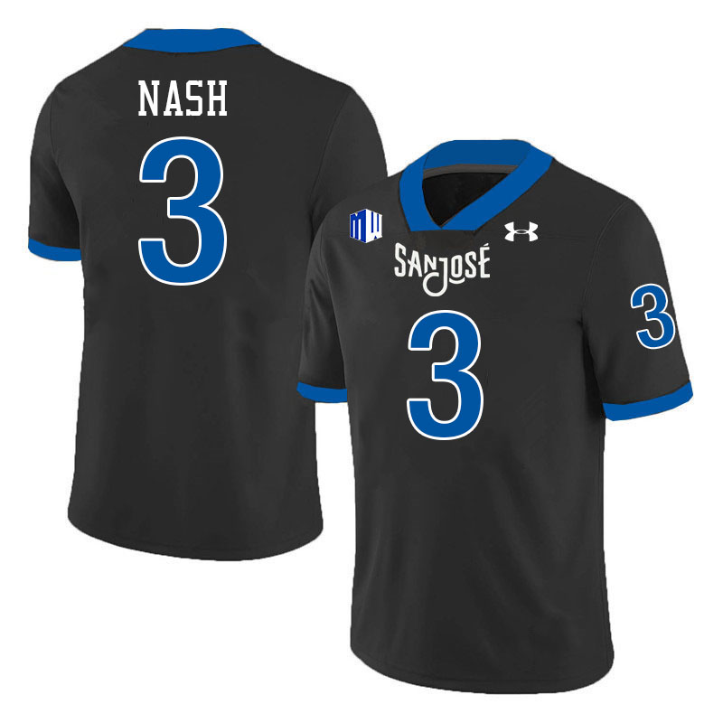San Jose State Spartans #3 Nick Nash College Football Jerseys,Uniforms-Black